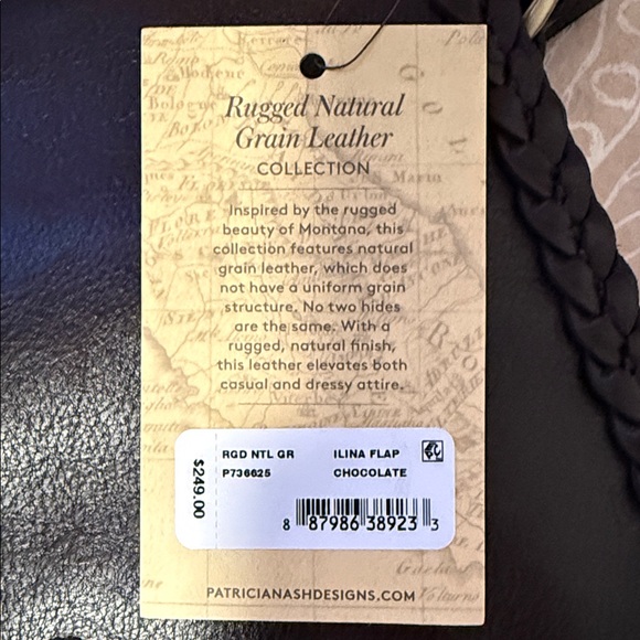 Patricia Nash Ilina Flap Chocolate Leather Crossbody Bag - Picture 7 of 7